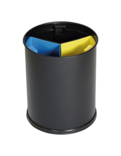 PROBBAX - WB-1251-BLA - Papelera separación residuos con recipientes separadores de colores - 13L capacidad - 25,5 cmØx30,8 cm