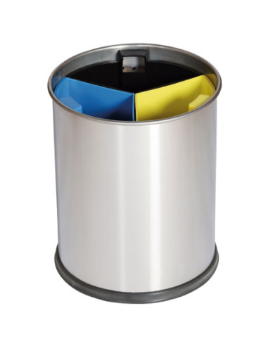 PROBBAX - WB-1251-BLA - Papelera separación residuos con recipientes separadores de colores - 13L capacidad - 25,5 cmØx30,8 cm
