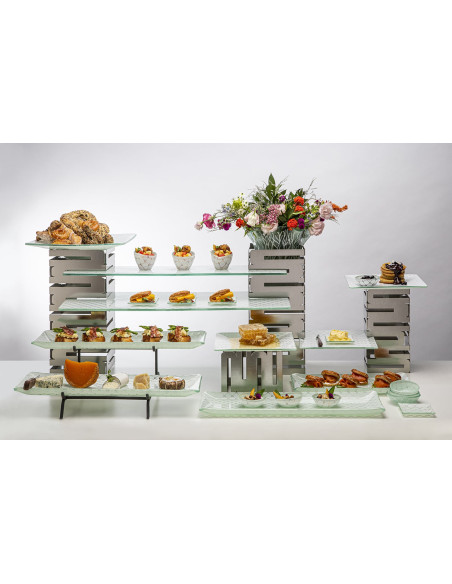 Elevador Multinivel Rosseto de Acero Inoxidable para Buffet