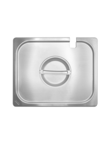 DBMARK - GNLN12000 - Tapa GN 1/2 de acero inoxidable con muesca. Tamaño 32,5 x 26,5 cm.