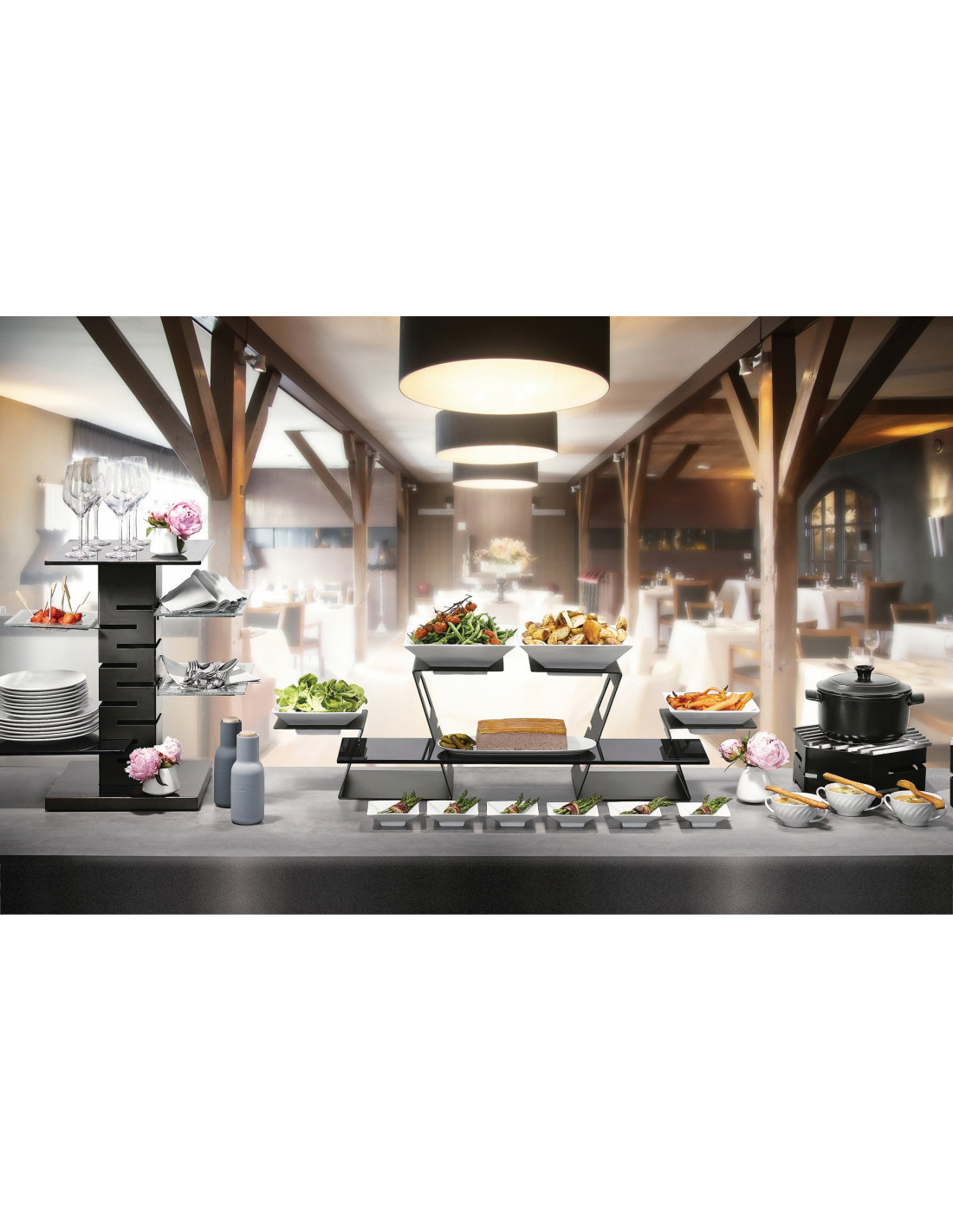 Elevador de Acero Inoxidable Rosseto para Buffet