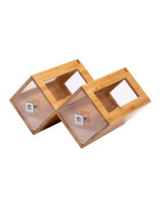 Vitrina Expositora Rosseto en Bambú con Cajones