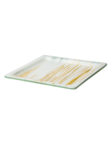 Plancha Cuadrada Dorada y Blanca Rosseto para Buffet Premium