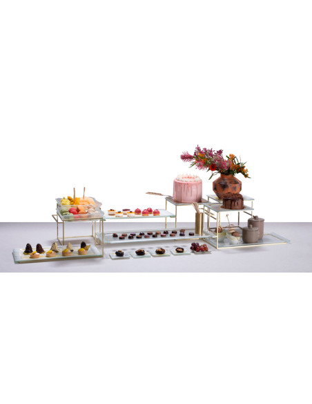 Plancha Rectangular Dorada Rosseto para Buffets de Lujo