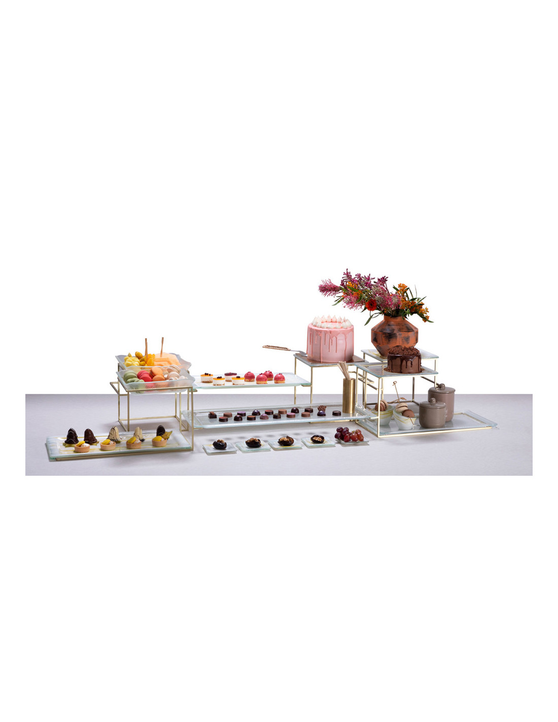 Plancha Rectangular Dorada Rosseto para Buffets de Lujo