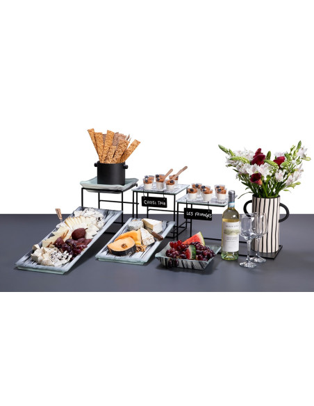 Platos Cuadrados Mini Dorados Rosseto para Buffet Premium