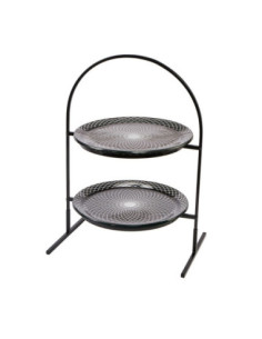 Soporte para Platos Rosseto en Metal Negro y Vidrio