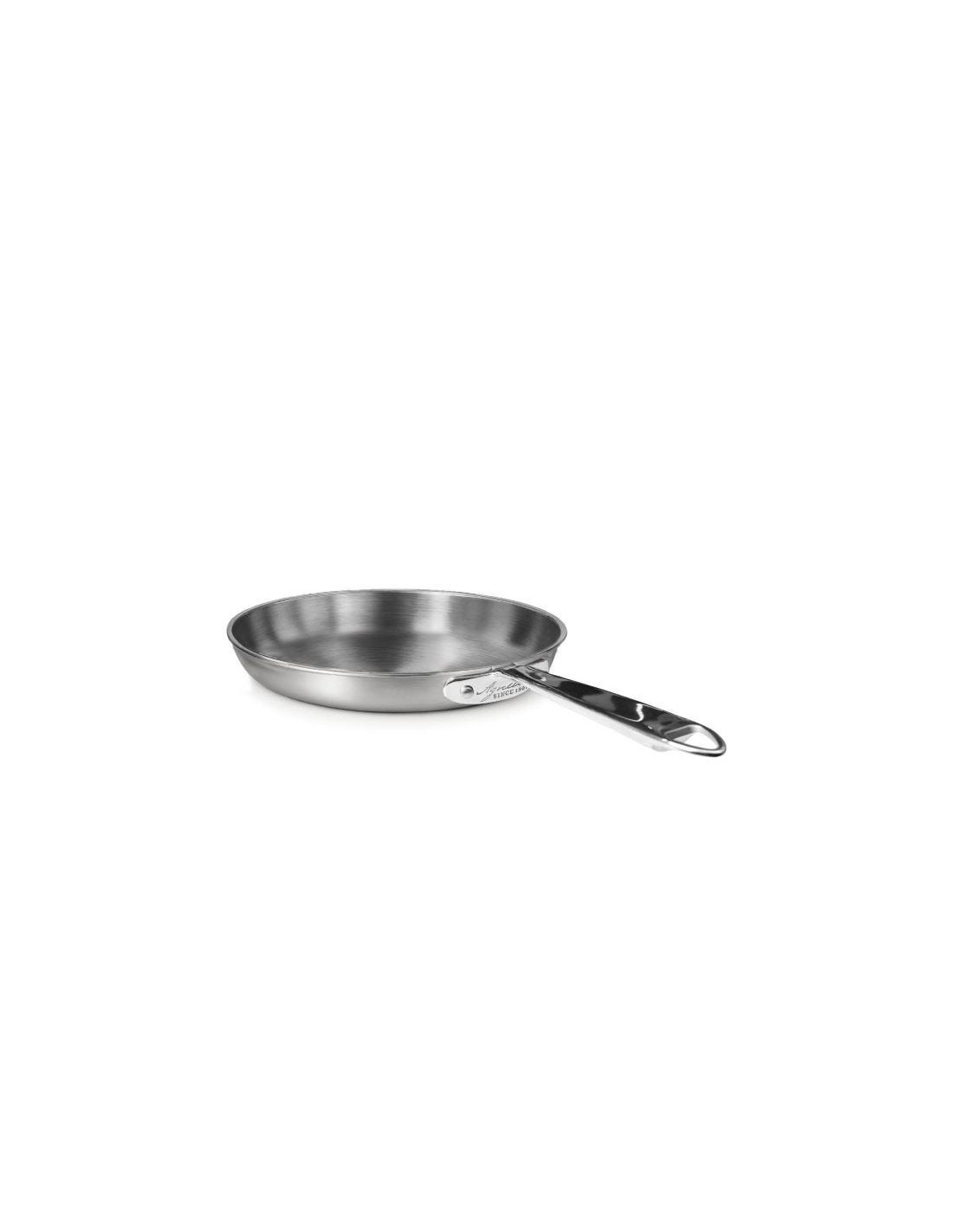 Sartén de acero inoxidable y aluminio de 3 capas con acabado satinado, para inducción, con un solo mango, diámetro 28 cm