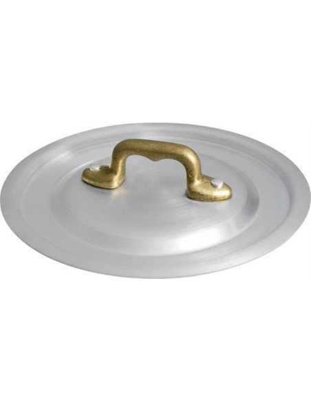 Tapa de aluminio de 1932 con puente de latón, diámetro 14 cm.