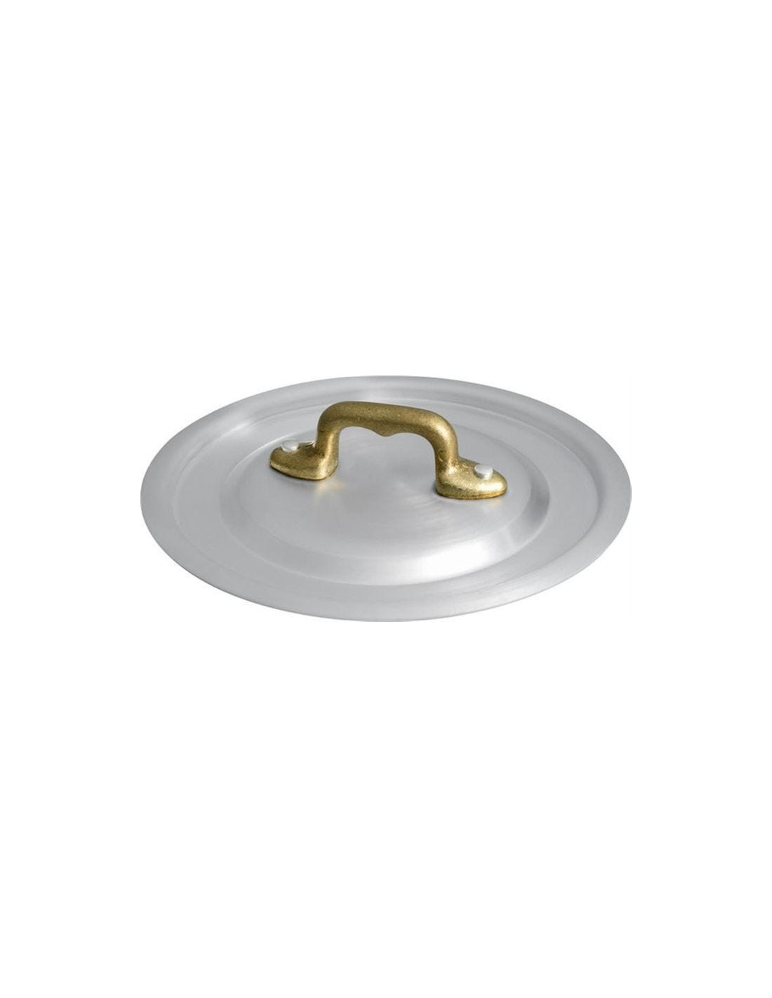 Tapa de aluminio de 1932 con puente de latón, diámetro 14 cm.