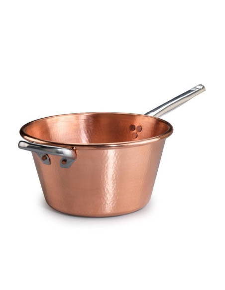 Olla para polenta de inducción de 2 mm de cobre 'sin estañar' con asa y empuñadura, 1,2 mm de grosor, diámetro 26 cm