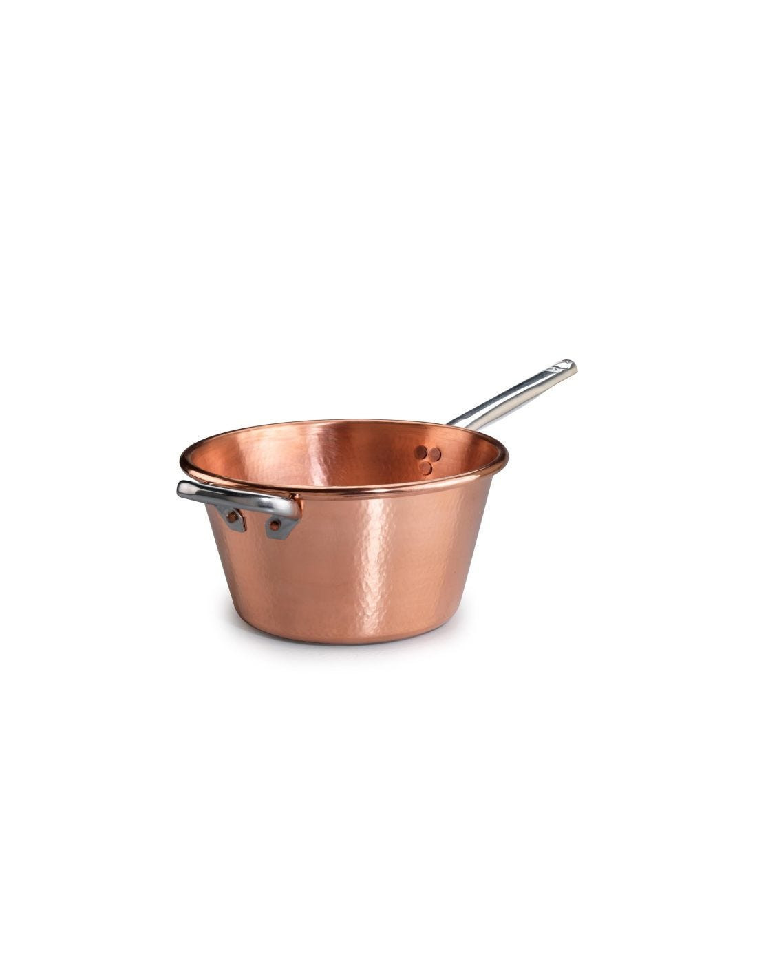 Olla para polenta de inducción de 2 mm de cobre 'sin estañar' con asa y empuñadura, 1,2 mm de grosor, diámetro 26 cm