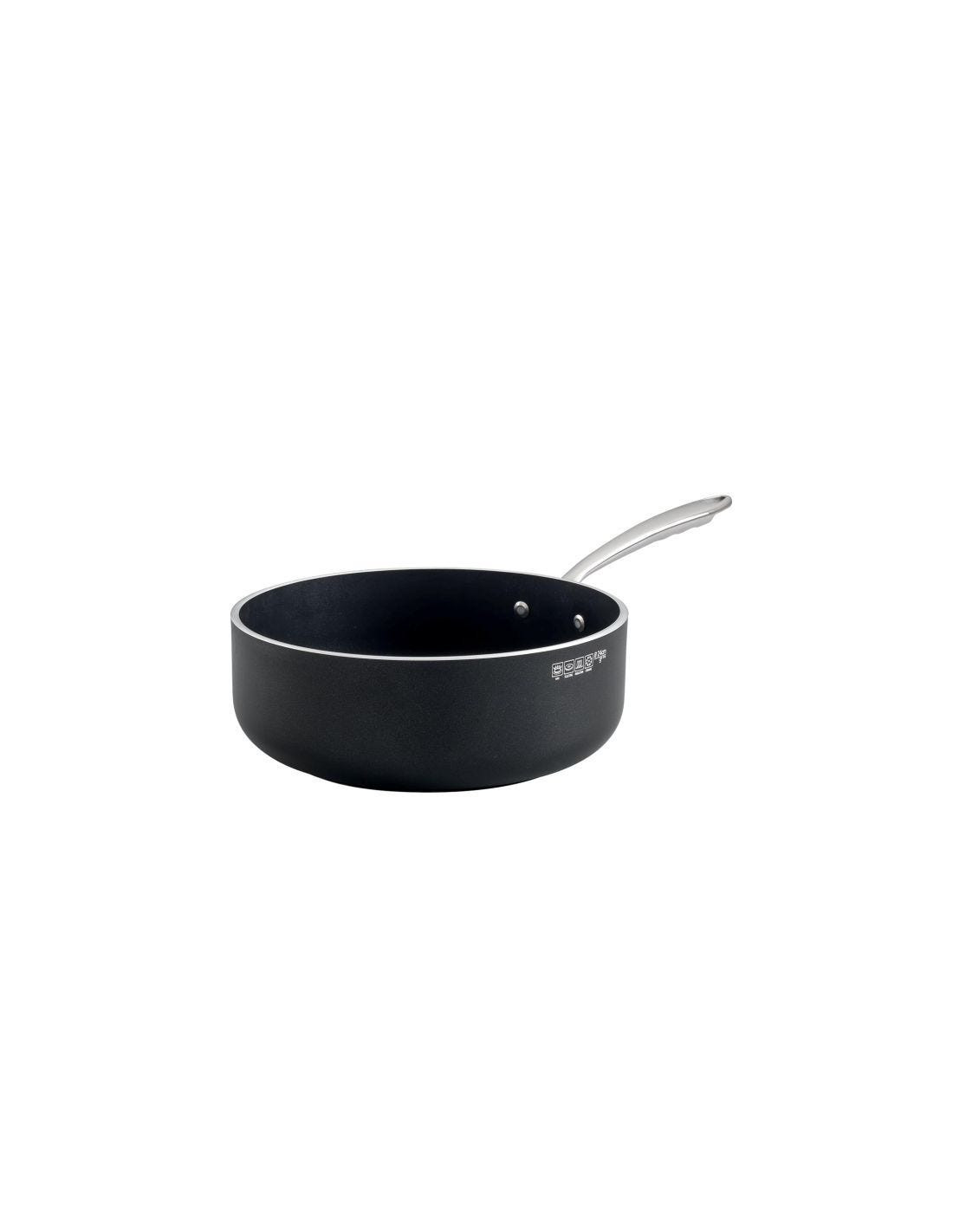 Cacerola baja AlBlack 1907 en aluminio antiadherente de 5 mm, un asa, diámetro 24 cm