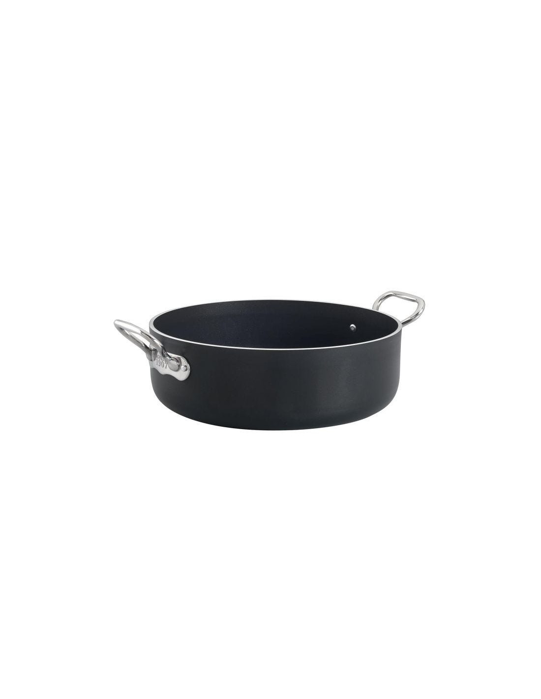 Cacerola baja AlBlack 1907 en aluminio antiadherente de 5mm, dos asas, diámetro 28cm