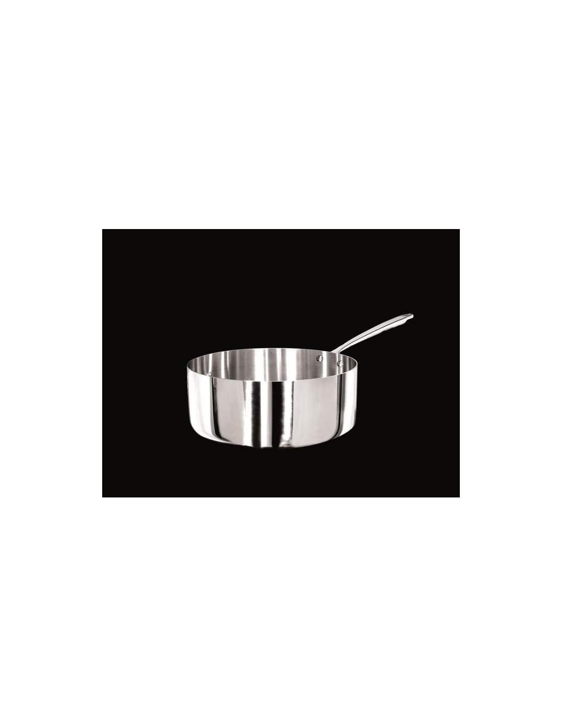 Cacerola baja Alu-inox 1907 3 capas pulidas, para inducción con un mango, diámetro 24cm