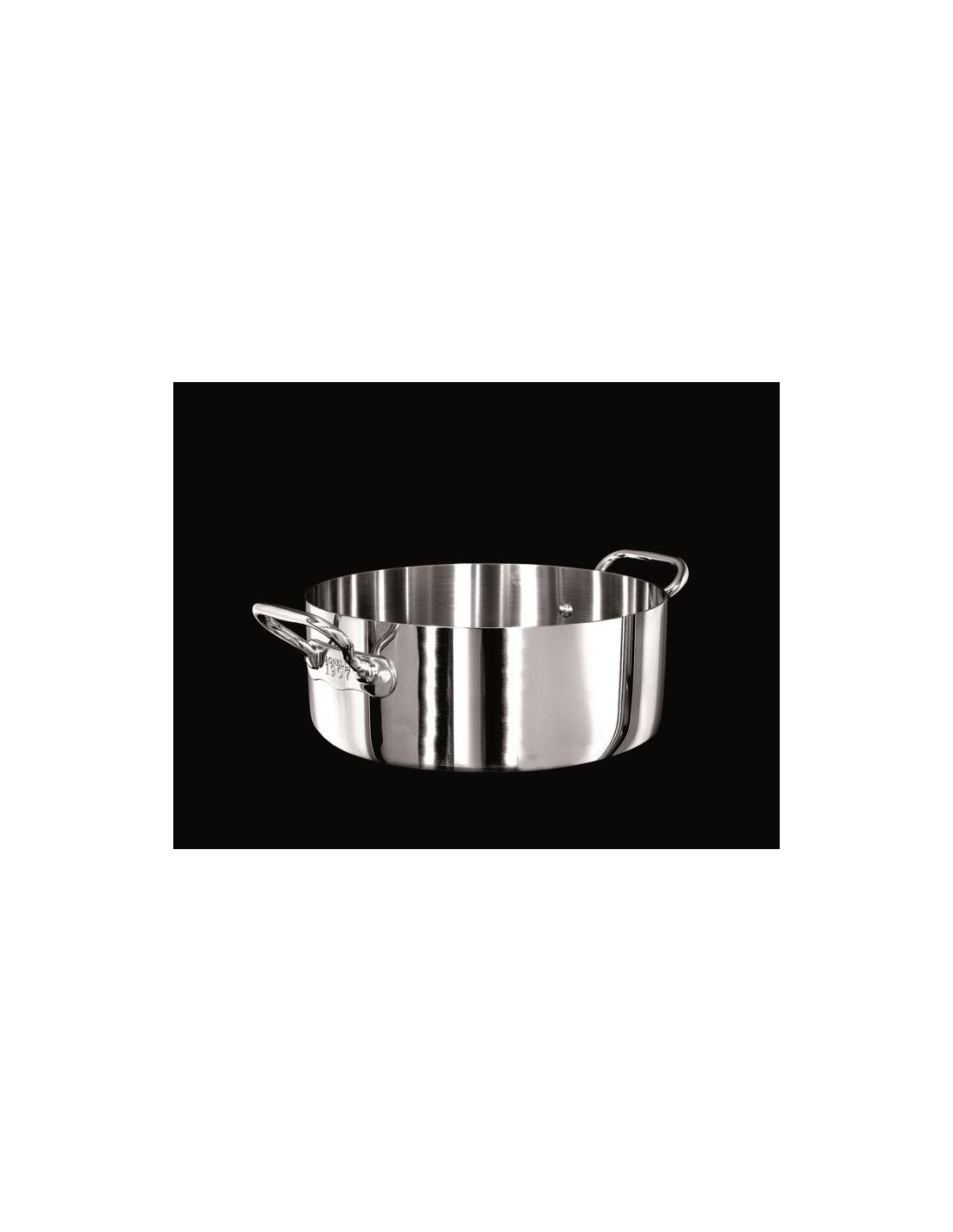 Cacerola baja Alu-inox 1907 3 capas brillante, para inducción con dos asas, diámetro 32cm