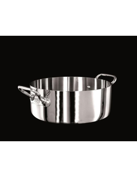 Cacerola baja Alu-inox 1907 3 capas brillante, para inducción con dos asas, diámetro 20cm