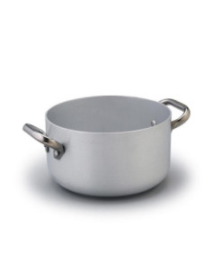Cacerola de aluminio de 3 mm de espesor para inducción, dos asas, diámetro 24 cm