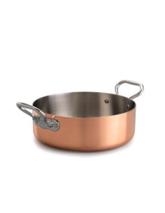 Cacerola baja de cobre trilaminado para inducción con dos asas, diámetro 24cm