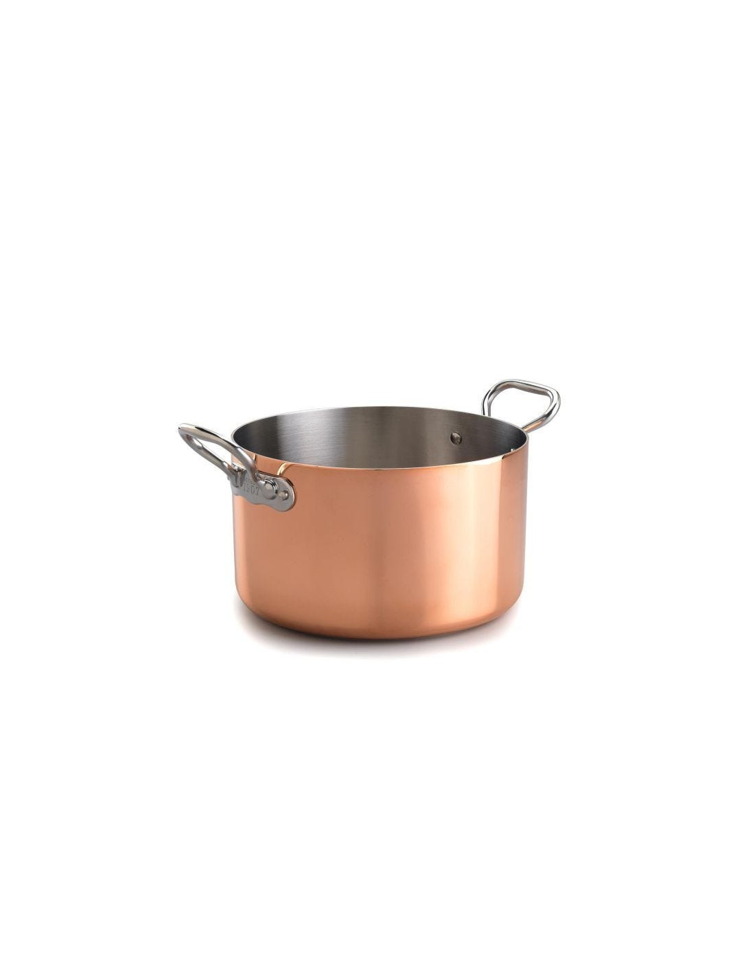 Cacerola alta en trilaminado de cobre para inducción con dos asas, diámetro 24 cm.