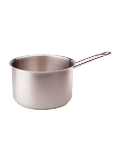 Cacerola alta de acero inoxidable para inducción, un asa con caños a derecha e izquierda, diámetro 14cm