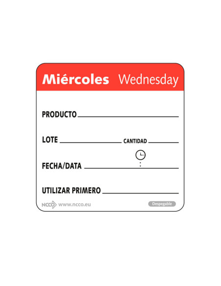 NCCO SRIDU2203 - Rollo de 500 Etiquetas Miércoles | Mejora Gesti