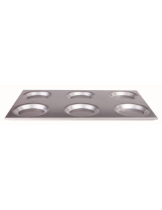 Bandeja de horno Gastronorm con 6 moldes, diámetro 12,5 cm. 53x32,5 h.cm.2