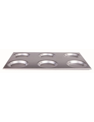 Bandeja de horno Gastronorm con 6 moldes, diámetro 12,5 cm. 53x32,5 h.cm.2
