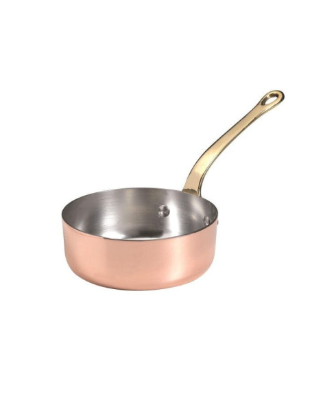 Cacerola baja de cobre, 1932, con mango de latón, diámetro 10 cm.