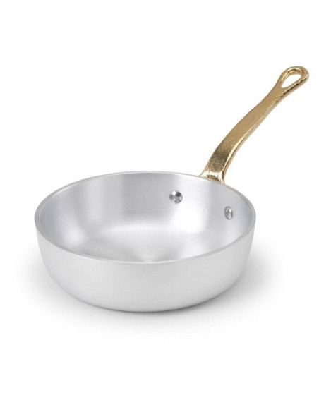 Sartén de aluminio de 1932 con mango de latón, diámetro 14 cm.