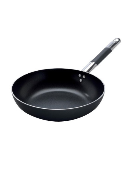 Sartén acampanada de aluminio antiadherente AlBlack de 3 mm, para inducción, con mango frío, diámetro 36 cm