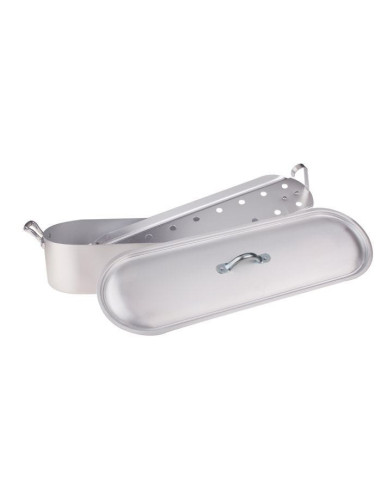 Pecera con acabado mate y borde de aluminio, asas, tapa y rejilla, diámetro 35cm.