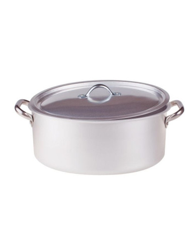 Cacerola ovalada de aluminio de 3 mm con tapa, diámetro 30 x 19 cm.