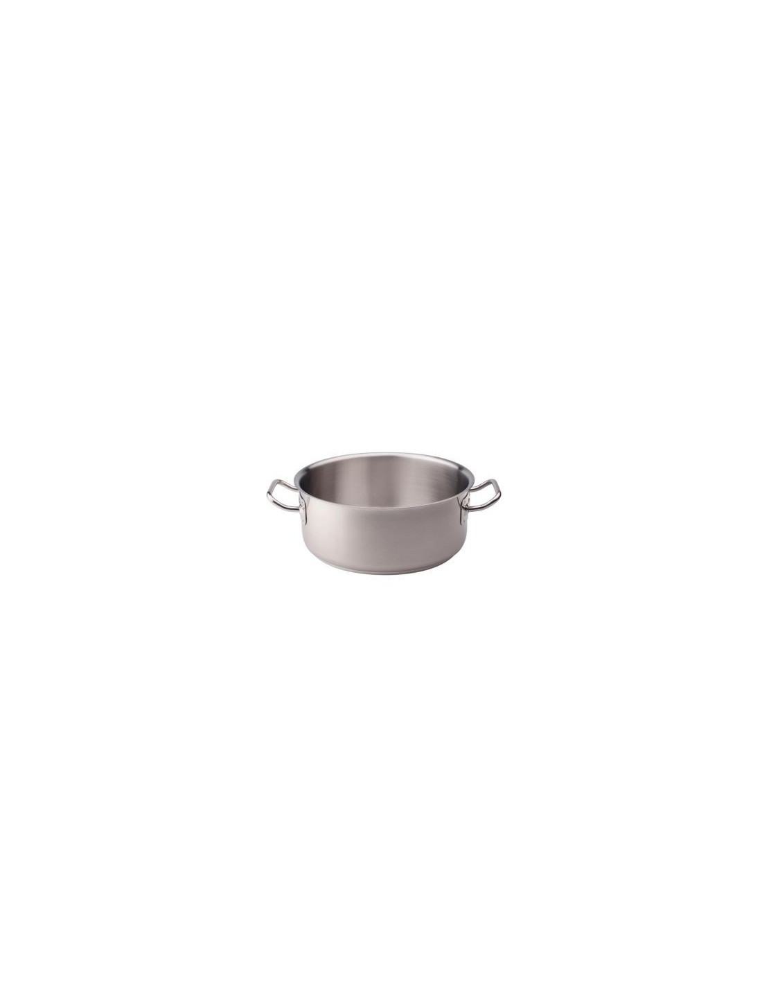 Cacerola baja de acero inoxidable para inducción, dos asas, diámetro 24cm