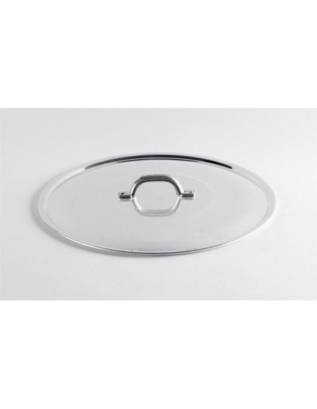 Tapa plana brillante de alta resistencia con borde y puente, diámetro 34 cm.