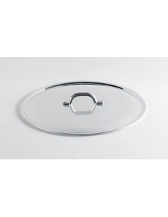 Tapa plana brillante de alta resistencia con borde y puente, diámetro 24 cm.