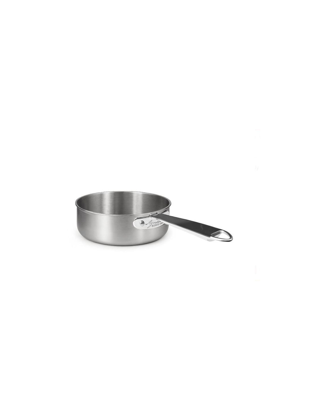 Cacerola baja en aluminio-inox triple acabado satinado, para inducción con un mango, diámetro 20 cm.