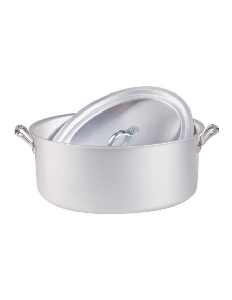 Cacerola ovalada con acabado mate, asas y tapa de aluminio, diámetro 36 cm.