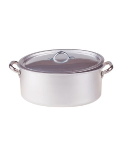 Cacerola ovalada de aluminio de 3 mm con tapa, diámetro 34x23 cm