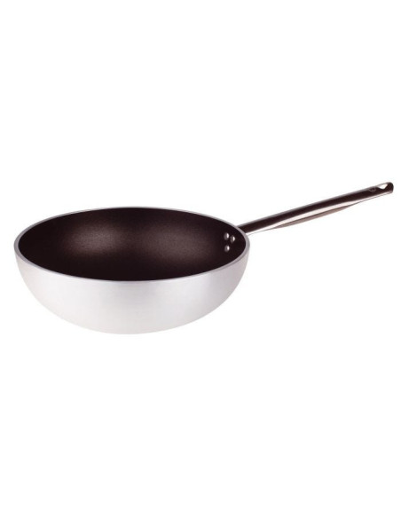Wok con fondo plano de aluminio antiadherente de 5 mm con un mango, diámetro 28 cm