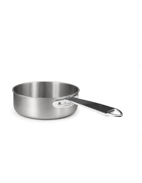 Cacerola baja en aluminio-inox triple acabado satinado, para inducción con un mango, diámetro 28 cm.
