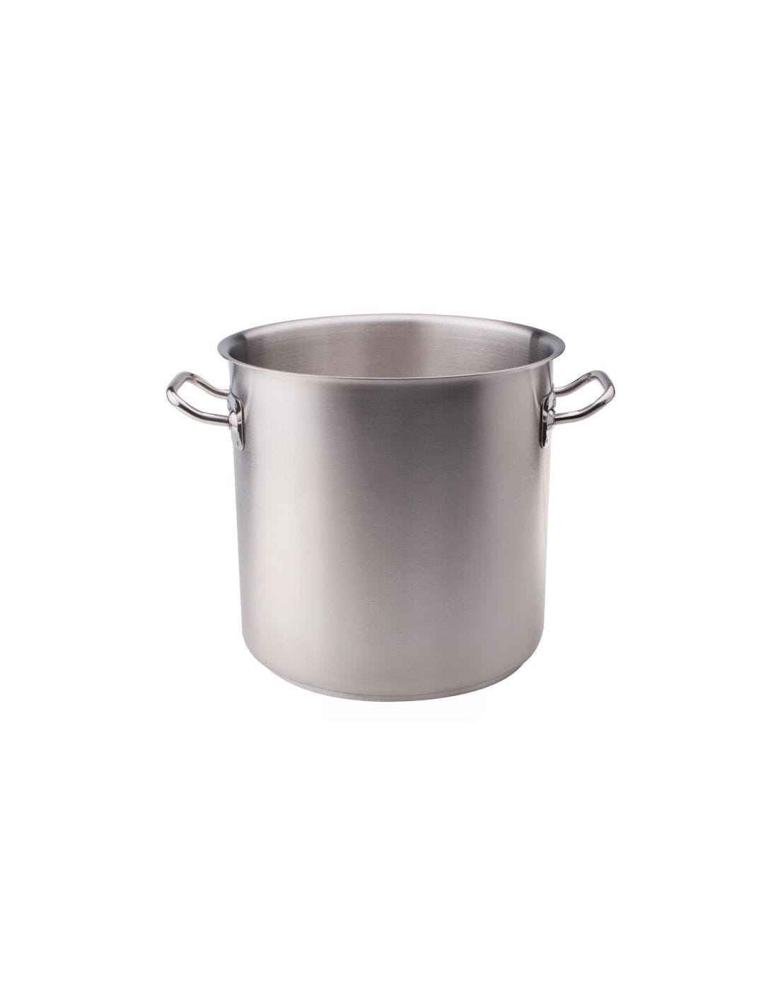 Olla alta en calorías de acero inoxidable apta para inducción, dos asas, 24 cm de diámetro.