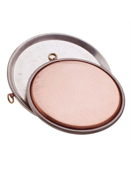 Molde para farinata de cobre martillado y estañado a mano con borde, diámetro 42 cm