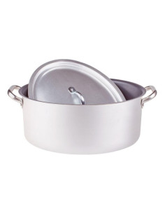 Cacerola ovalada de aluminio antiadherente de 3 mm con tapa, diámetro 36 cm