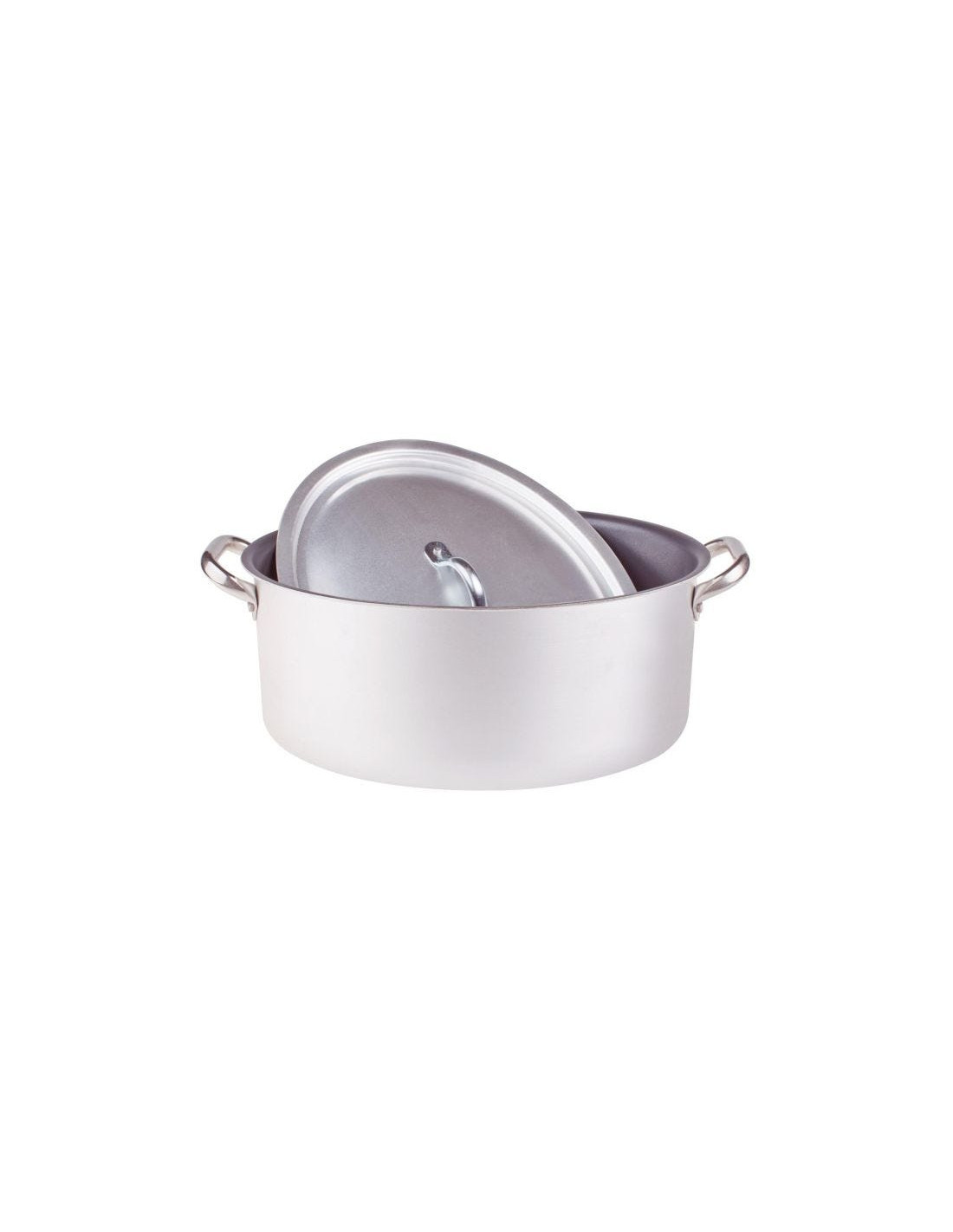 Cacerola ovalada de aluminio antiadherente de 3 mm con tapa, diámetro 36 cm