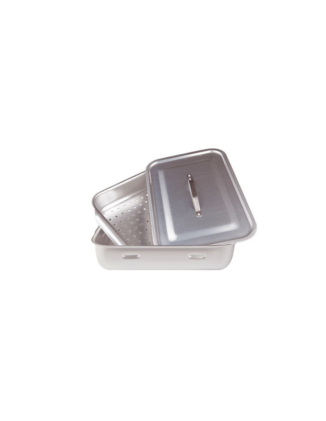 Vaporera rectangular en aluminio de 3mm con tapa, tamaño 50x33cm