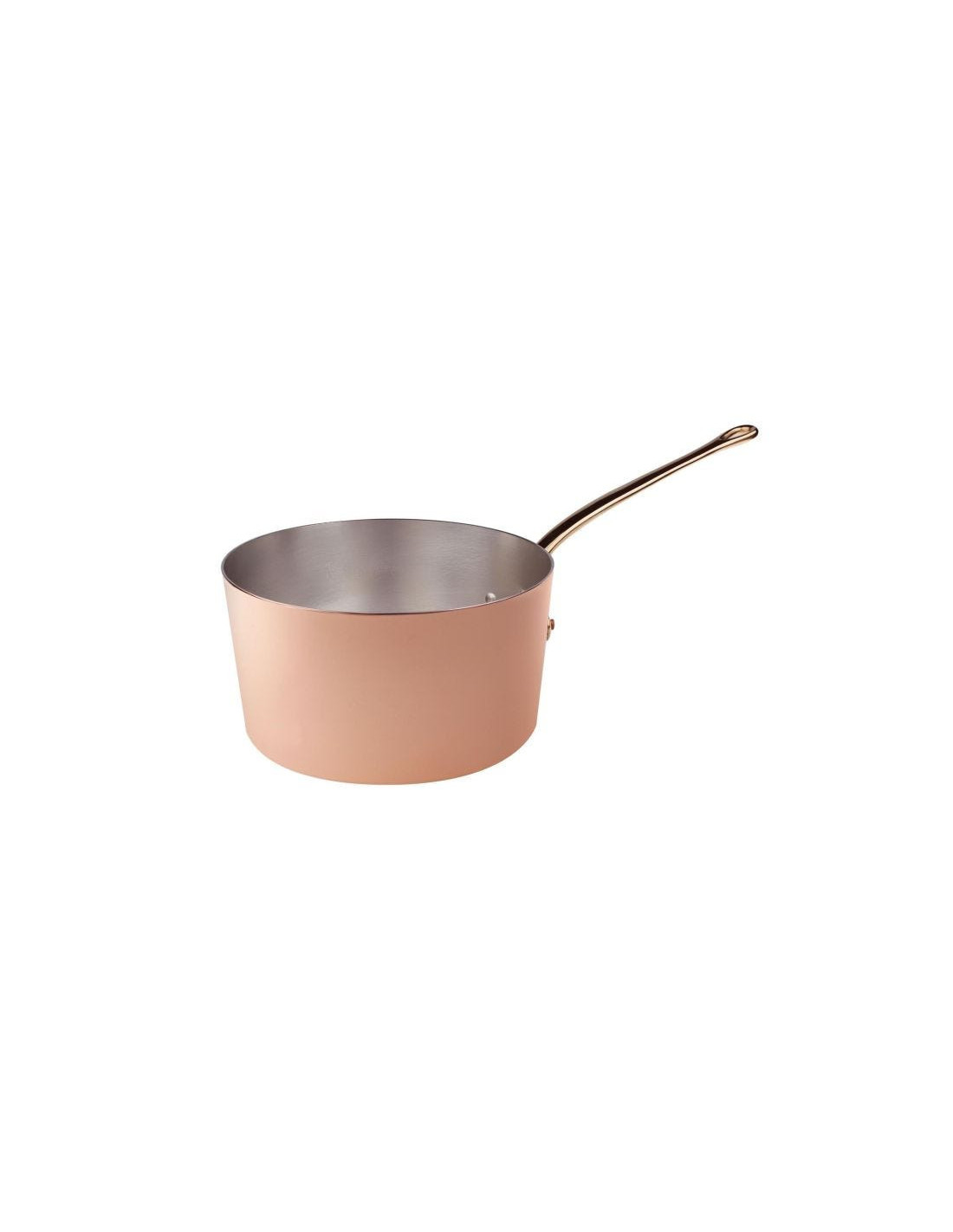 Cacerola alta lisa de cobre con mango de latón fundido, diámetro 24 cm