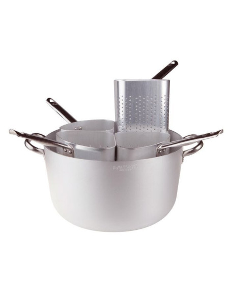 Cacerola de aluminio de 3 mm con 4 coladores de cuña altos, diámetro 36 cm