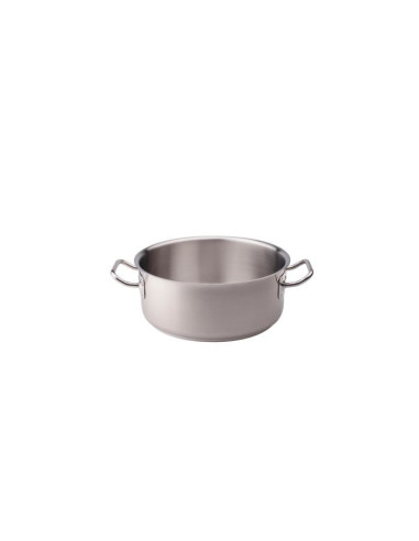 Cacerola baja de acero inoxidable para inducción, dos asas, diámetro 60cm