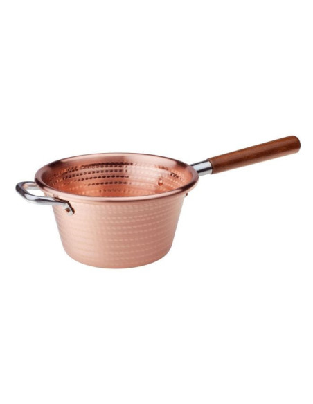 Olla de cobre con mango de madera, diámetro 18 cm.